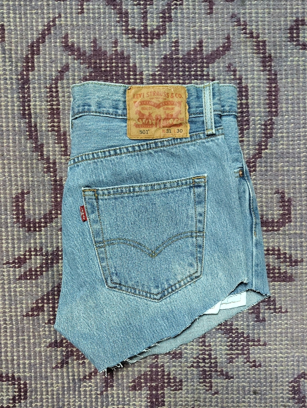 Levi's 501 Light Blue Cutoff Denim Short Shorts